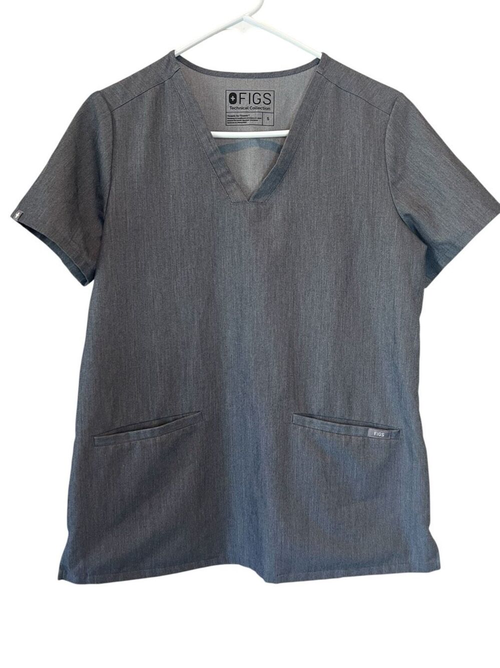 Figs Scrub Top Women Small Gray Technical Collection Medical Shirt V Neck